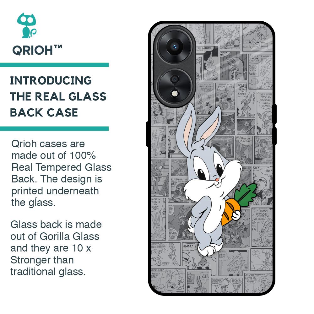 Cute Baby Bunny Glass Case for Oppo A78 5G