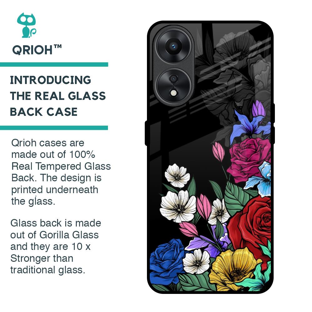 Rose Flower Bunch Art Glass Case for Oppo A78 5G