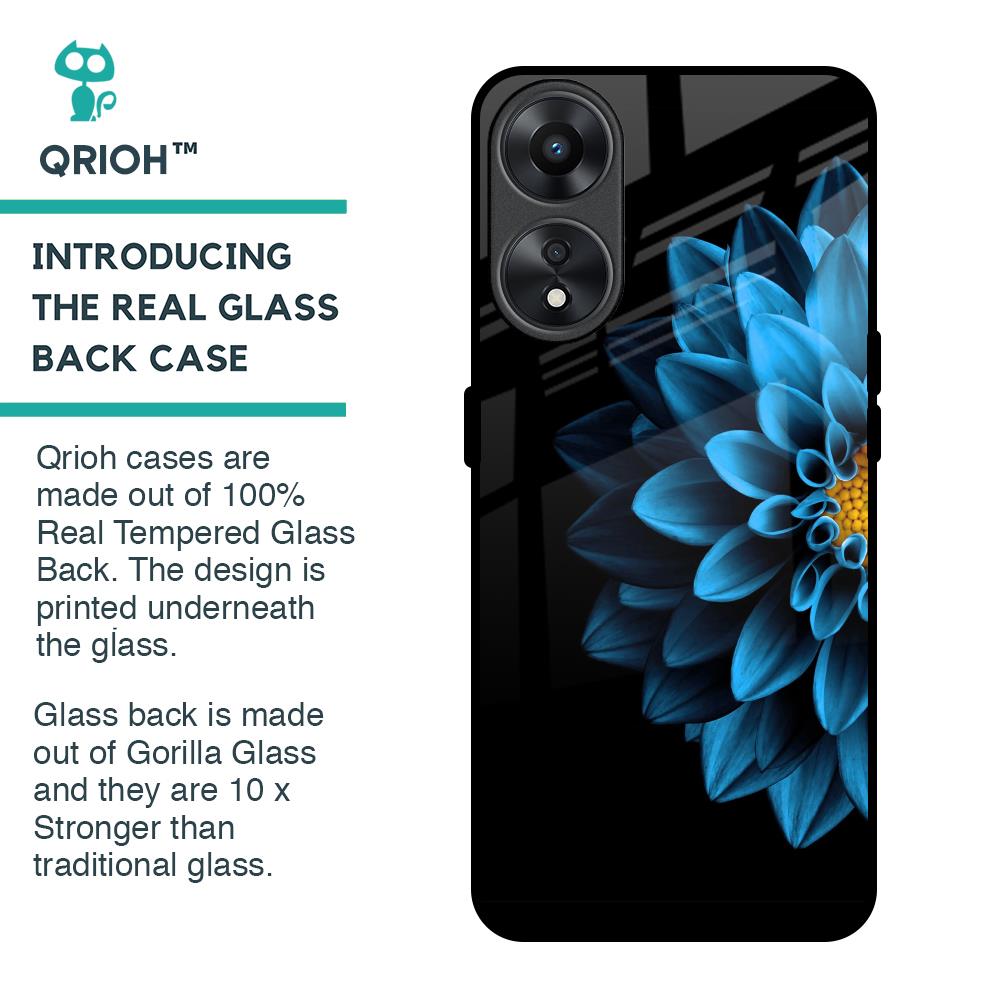 Half Blue Flower Glass Case for Oppo A78 5G