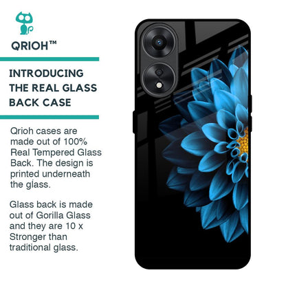 Half Blue Flower Glass Case for Oppo A78 5G