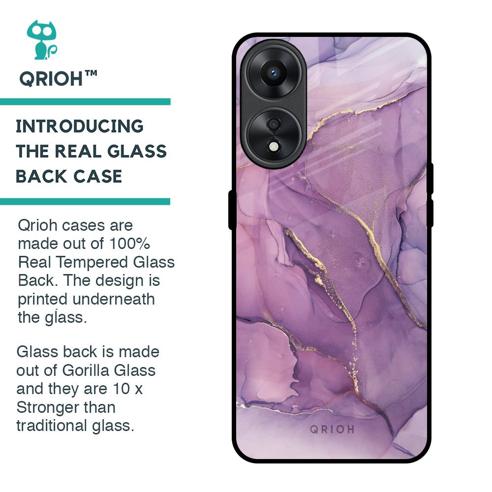 Purple Gold Marble Glass Case for Oppo A78 5G