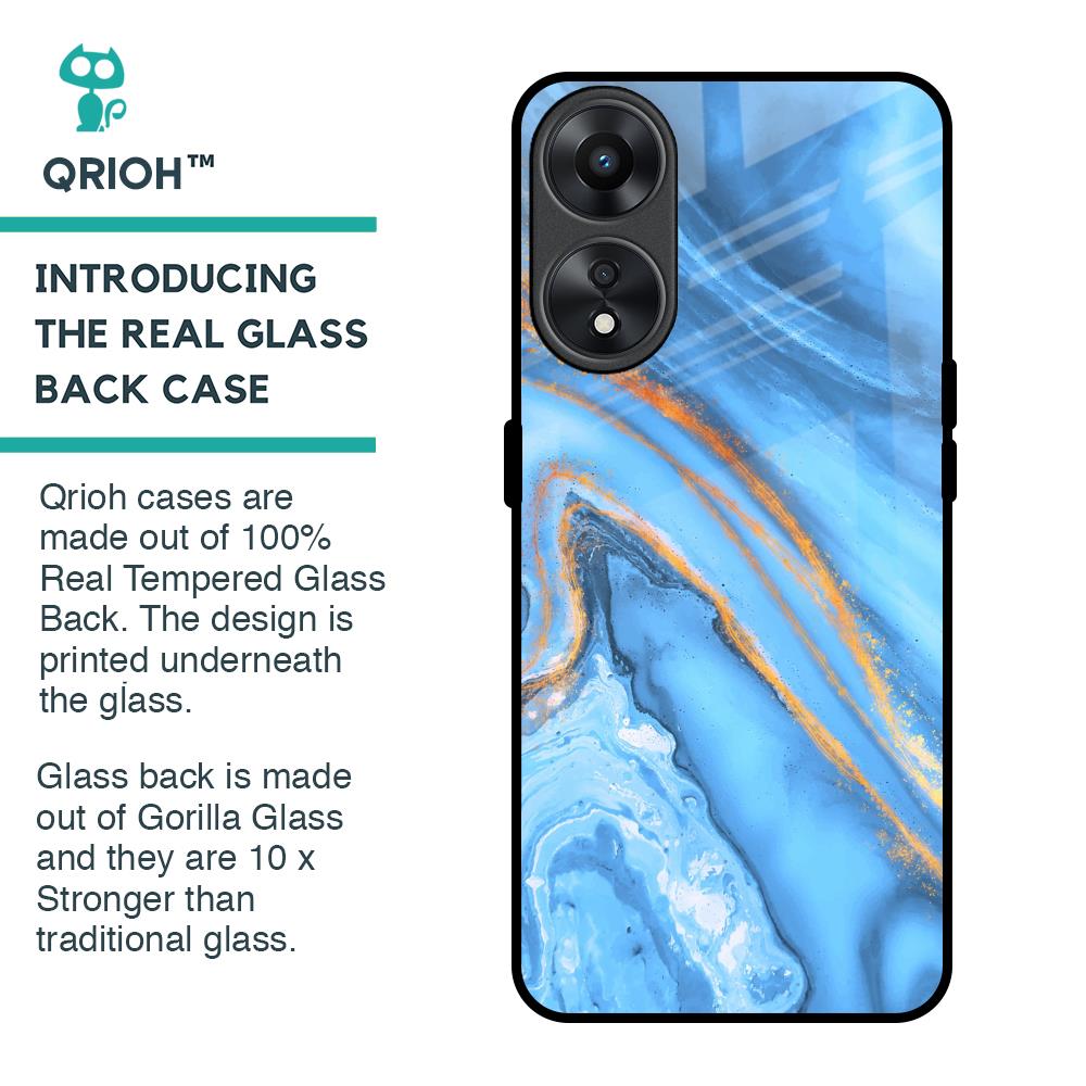 Vibrant Blue Marble Glass Case for Oppo A78 5G