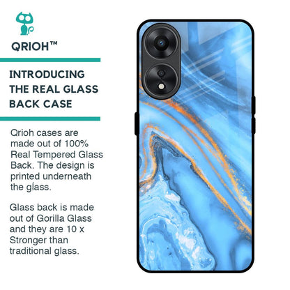 Vibrant Blue Marble Glass Case for Oppo A78 5G