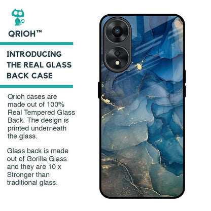 Blue Cool Marble Glass Case for Oppo A78 5G