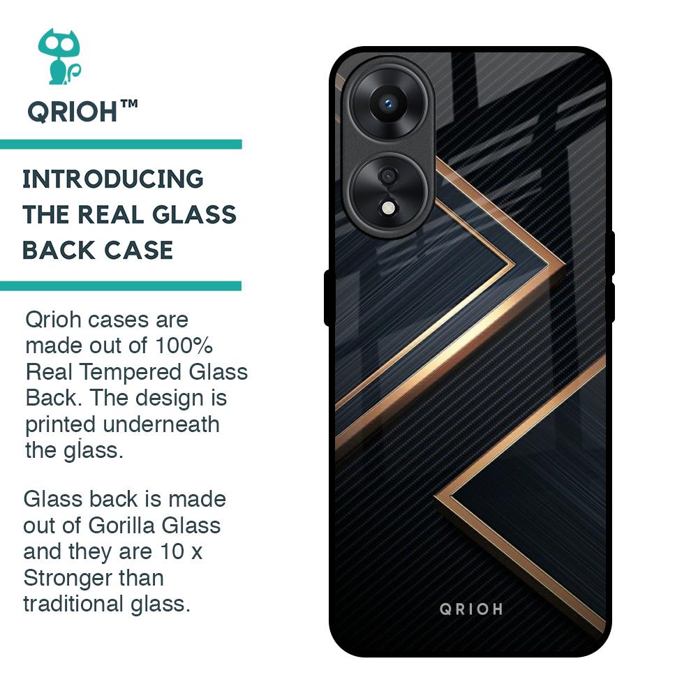 Sleek Golden & Navy Glass Case for Oppo A78 5G