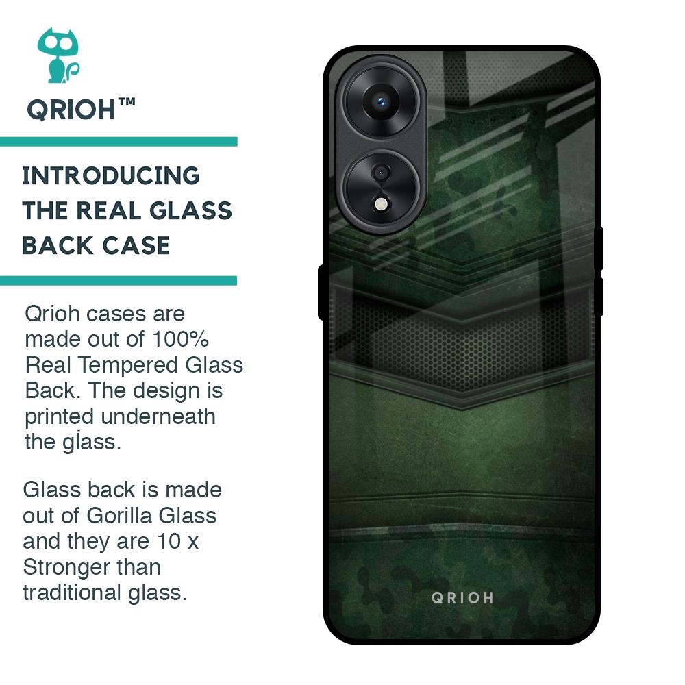 Green Leather Glass Case for Oppo A78 5G