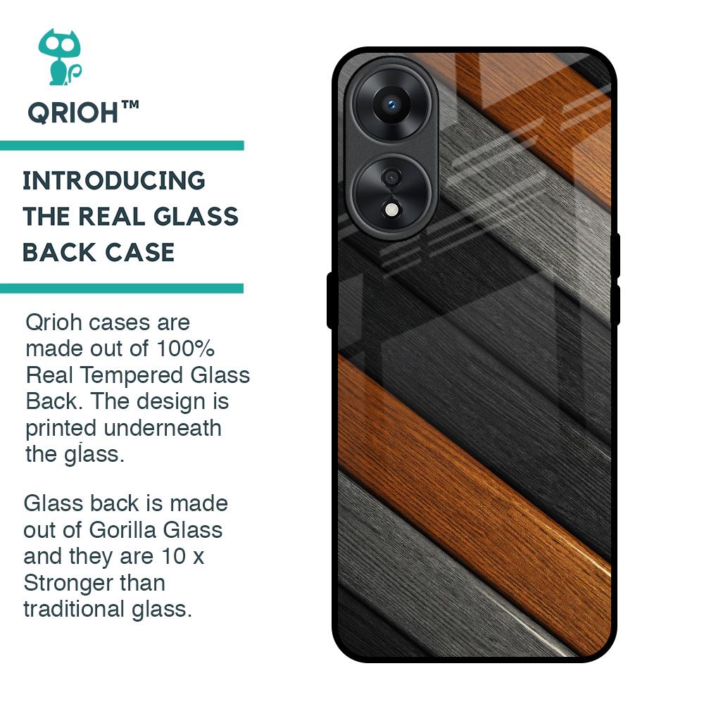 Tri Color Wood Glass Case for Oppo A78 5G