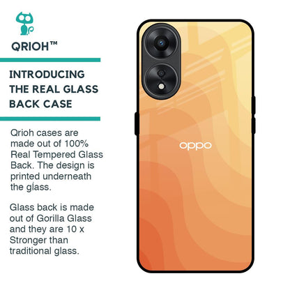 Orange Curve Pattern Glass Case for Oppo A78 5G