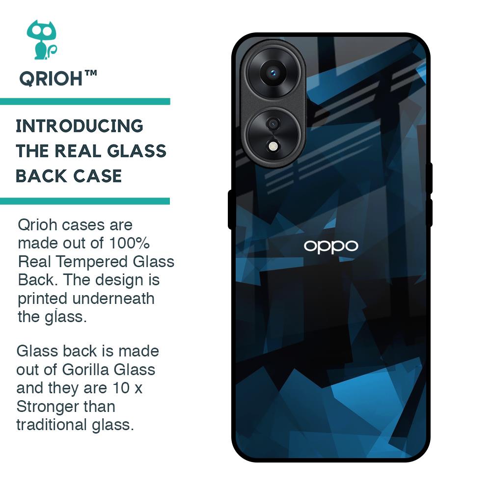 Polygonal Blue Box Glass Case For Oppo A78 5G