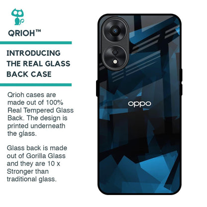 Polygonal Blue Box Glass Case For Oppo A78 5G
