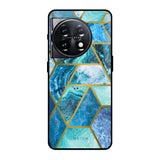 Turquoise Geometrical Marble OnePlus 11 5G Glass Back Cover Online