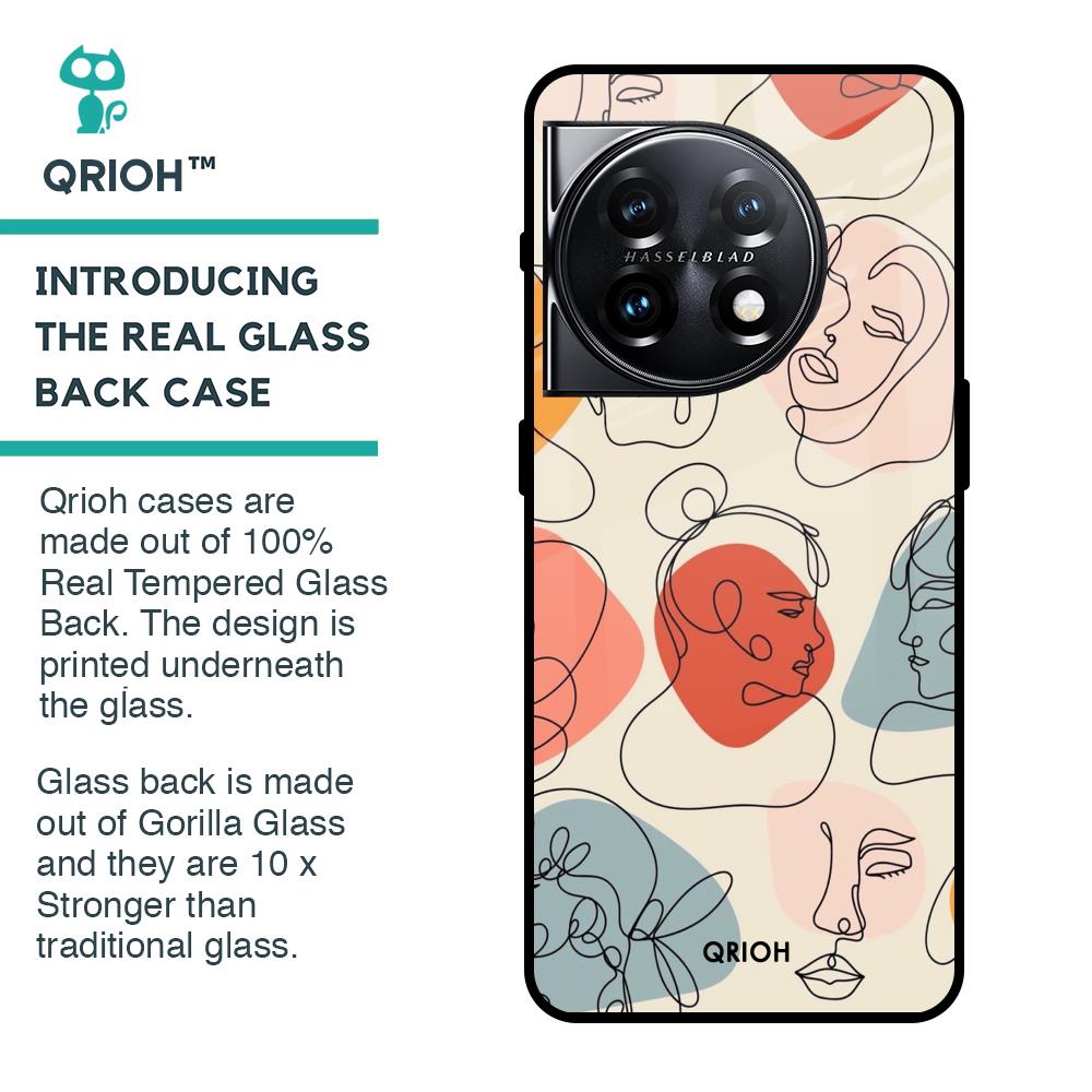 Abstract Faces Glass Case for OnePlus 11 5G