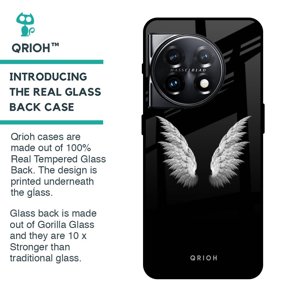 White Angel Wings Glass Case for OnePlus 11 5G