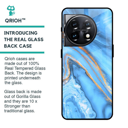 Vibrant Blue Marble Glass Case for OnePlus 11 5G
