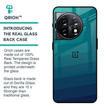 Green Triangle Pattern Glass Case for OnePlus 11 5G