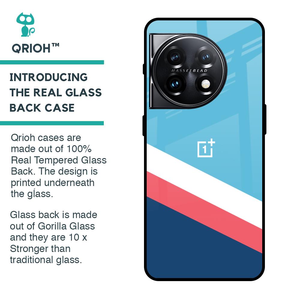 Pink & White Stripes Glass Case For OnePlus 11 5G