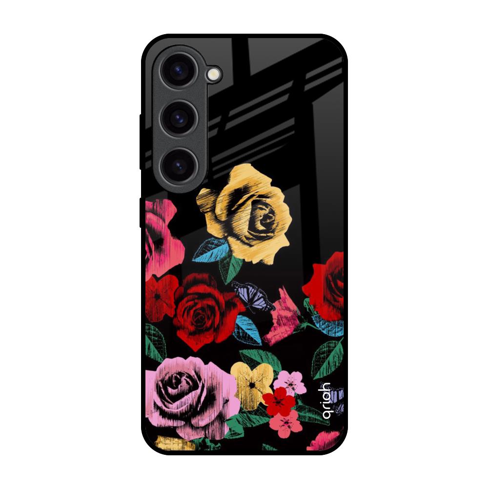 Floral Decorative Samsung Galaxy S23 5G Glass Back Cover Online