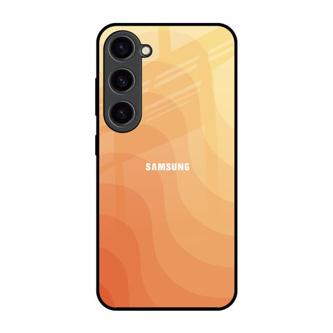 Orange Curve Pattern Samsung Galaxy S23 5G Glass Back Cover Online