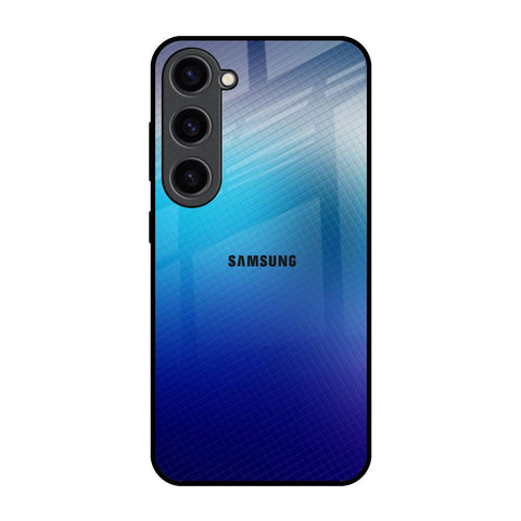 Blue Rhombus Pattern Samsung Galaxy S23 5G Glass Back Cover Online