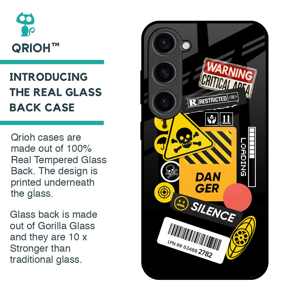 Danger Signs Glass Case for Samsung Galaxy S23 5G