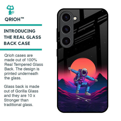 Retro Astronaut Glass Case for Samsung Galaxy S23 5G