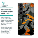 Camouflage Orange Glass Case For Samsung Galaxy S23 5G