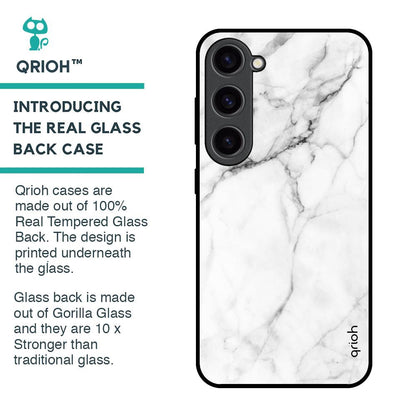 Modern White Marble Glass Case for Samsung Galaxy S23 5G