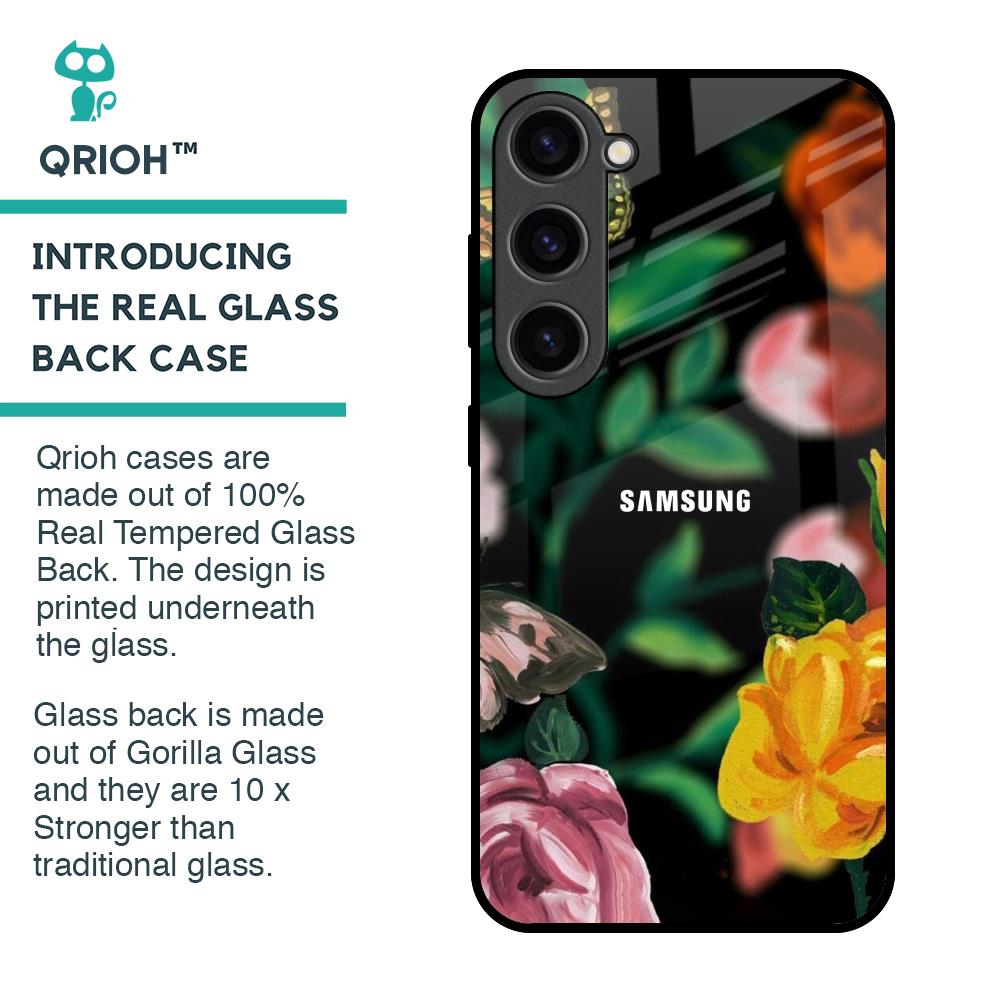 Flowers & Butterfly Glass Case for Samsung Galaxy S23 5G