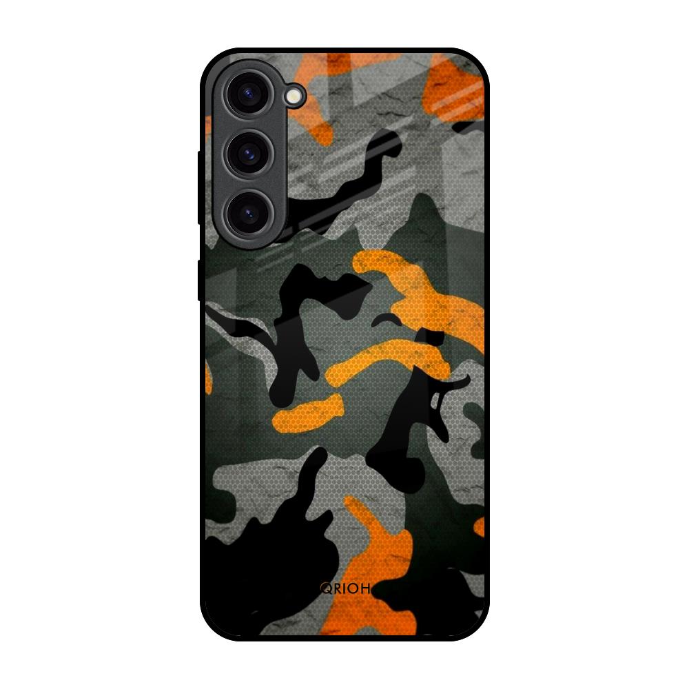 Camouflage Orange Samsung Galaxy S23 Plus 5G Glass Back Cover Online