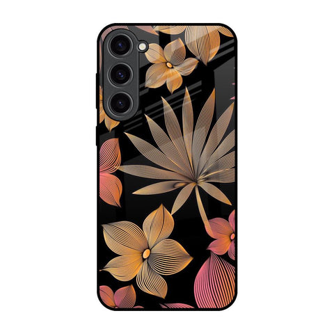 Lines Pattern Flowers Samsung Galaxy S23 Plus 5G Glass Back Cover Online