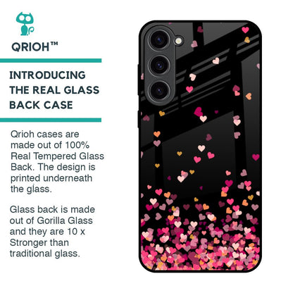 Heart Rain Fall Glass Case For Samsung Galaxy S23 Plus 5G