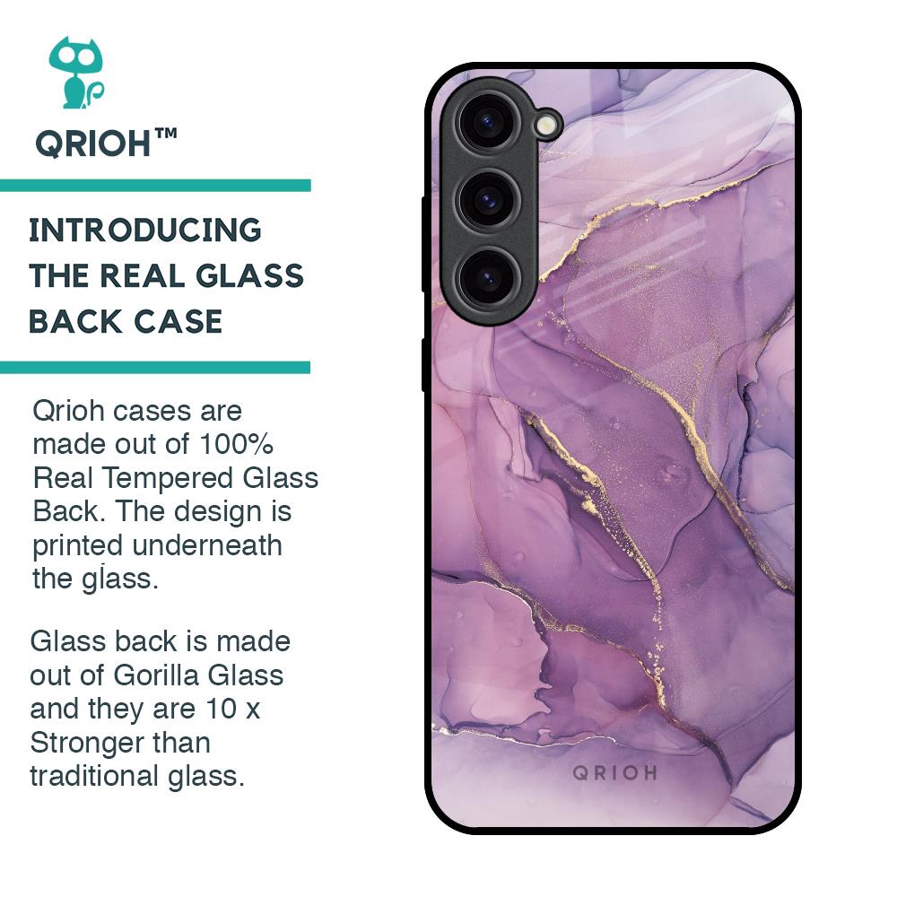 Purple Gold Marble Glass Case for Samsung Galaxy S23 Plus 5G