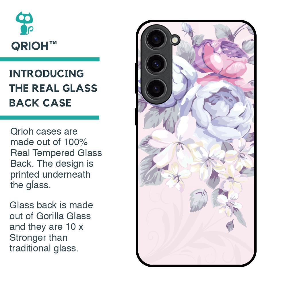 Elegant Floral Glass Case for Samsung Galaxy S23 Plus 5G