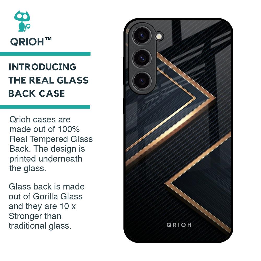 Sleek Golden & Navy Glass Case for Samsung Galaxy S23 Plus 5G