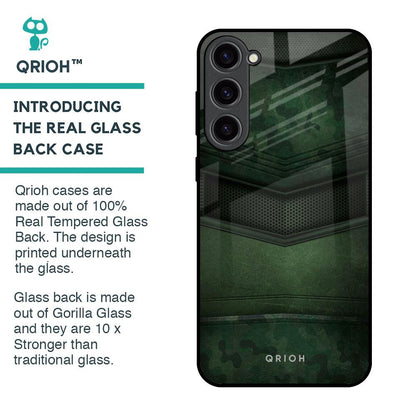 Green Leather Glass Case for Samsung Galaxy S23 Plus 5G