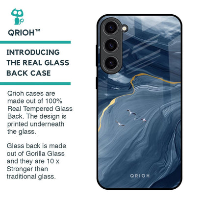 Deep Ocean Marble Glass Case for Samsung Galaxy S23 Plus 5G