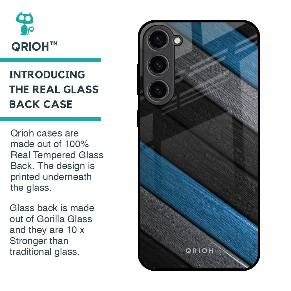 Multicolor Wooden Effect Glass Case for Samsung Galaxy S23 Plus 5G