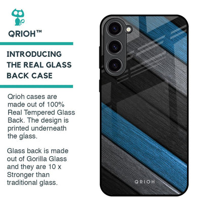 Multicolor Wooden Effect Glass Case for Samsung Galaxy S23 Plus 5G