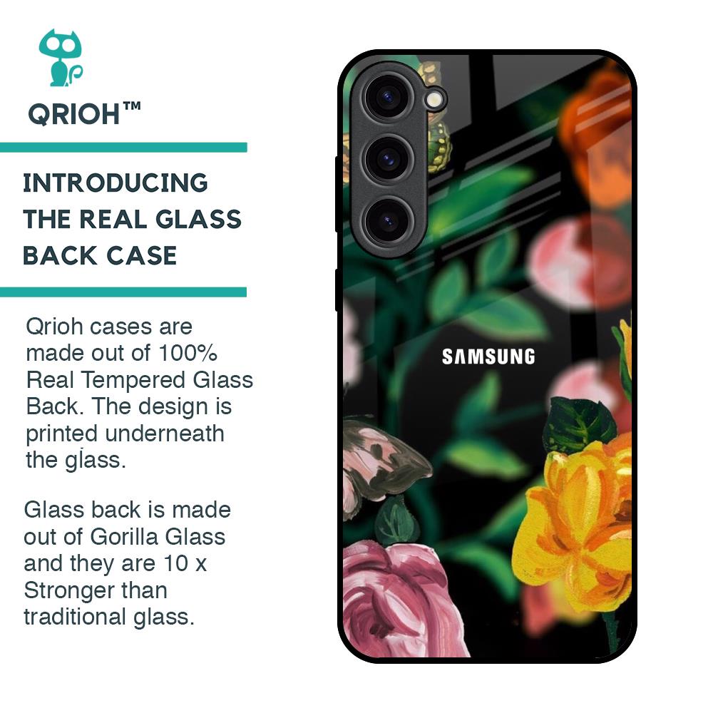 Flowers & Butterfly Glass Case for Samsung Galaxy S23 Plus 5G