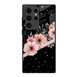 Floral Black Band Samsung Galaxy S23 Ultra 5G Glass Back Cover Online