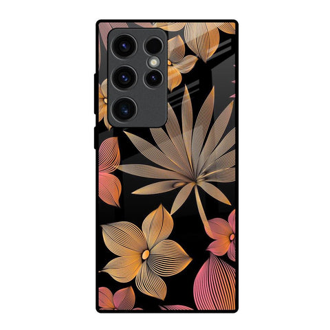 Lines Pattern Flowers Samsung Galaxy S23 Ultra 5G Glass Back Cover Online