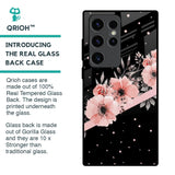 Floral Black Band Glass Case For Samsung Galaxy S23 Ultra 5G
