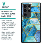 Turquoise Geometrical Marble Glass Case for Samsung Galaxy S23 Ultra 5G