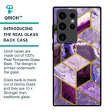 Purple Rhombus Marble Glass Case for Samsung Galaxy S23 Ultra 5G