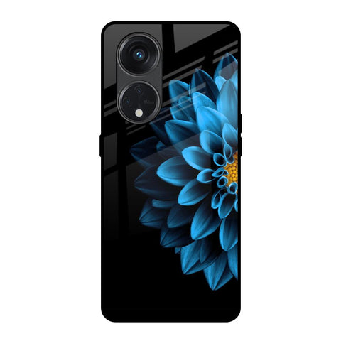 Half Blue Flower Oppo Reno8T 5G Glass Back Cover Online