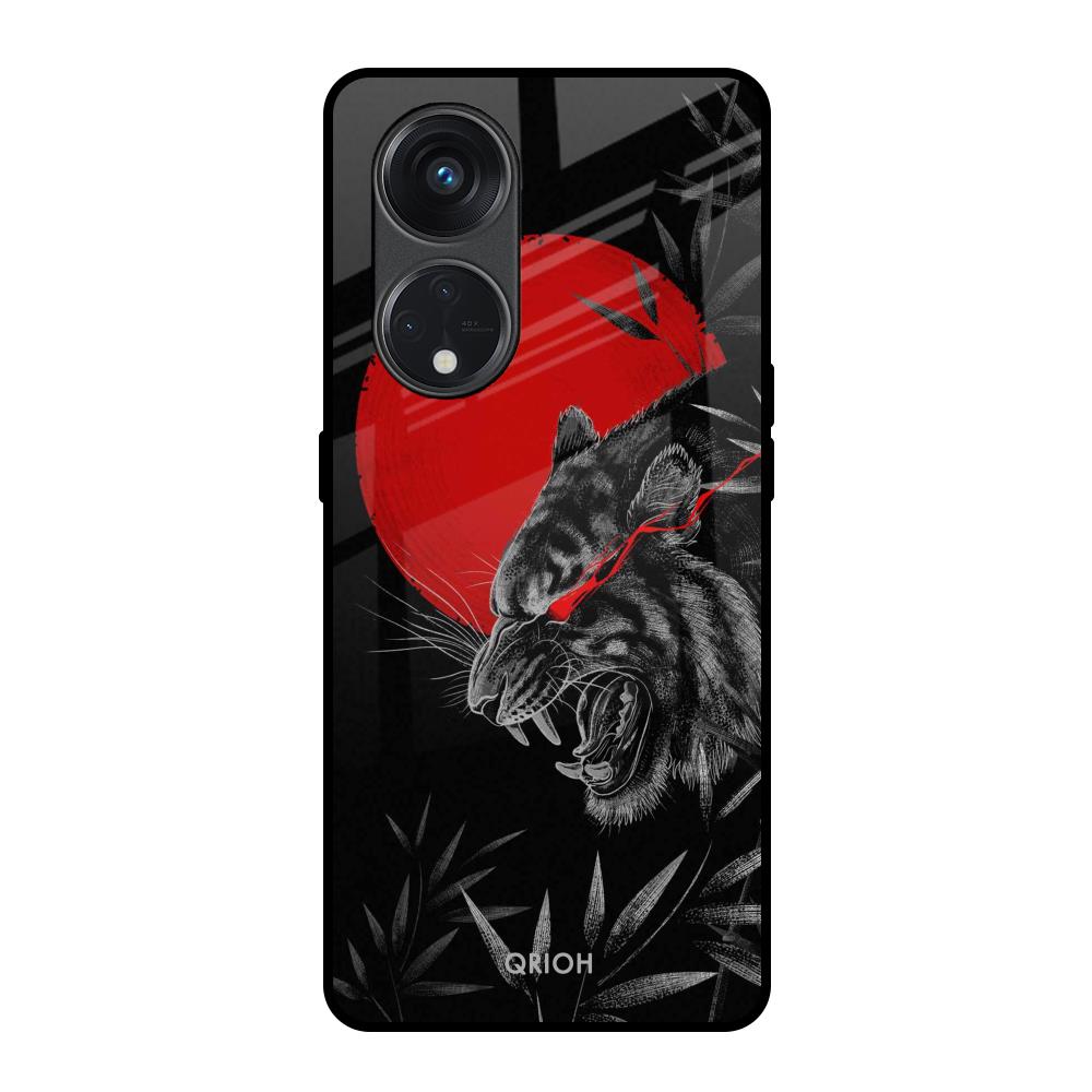 Red Moon Tiger Oppo Reno8T 5G Glass Back Cover Online