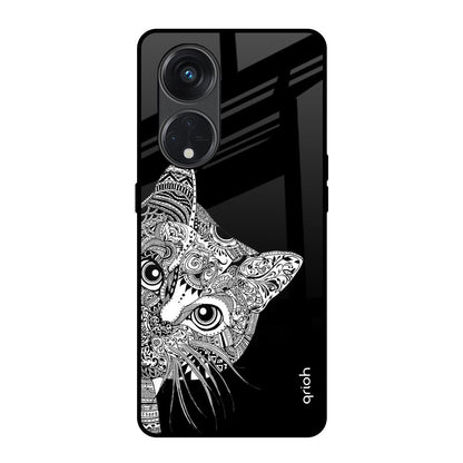 Kitten Mandala Oppo Reno8T 5G Glass Back Cover Online