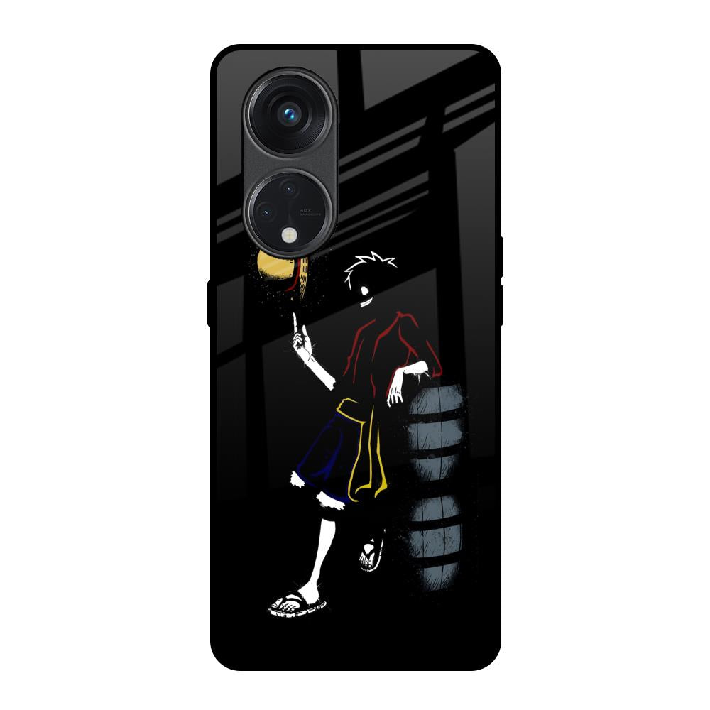 Luffy Line Art Oppo Reno8T 5G Glass Back Cover Online