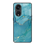 Blue Golden Glitter Oppo Reno8T 5G Glass Back Cover Online