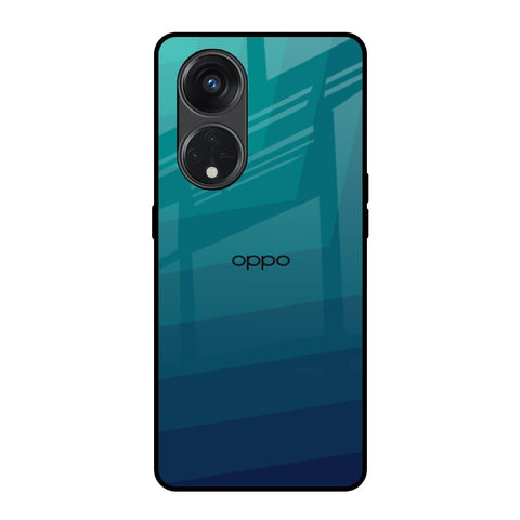 Green Triangle Pattern Oppo Reno8T 5G Glass Back Cover Online